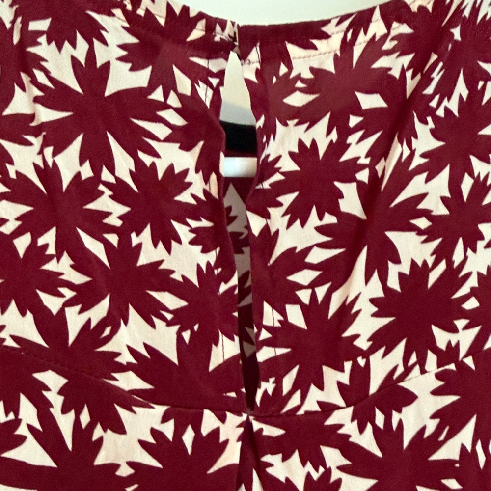 Madewell Burgundy and Cream Floral Tank blouse with Black Trim - Picture 5 of 5